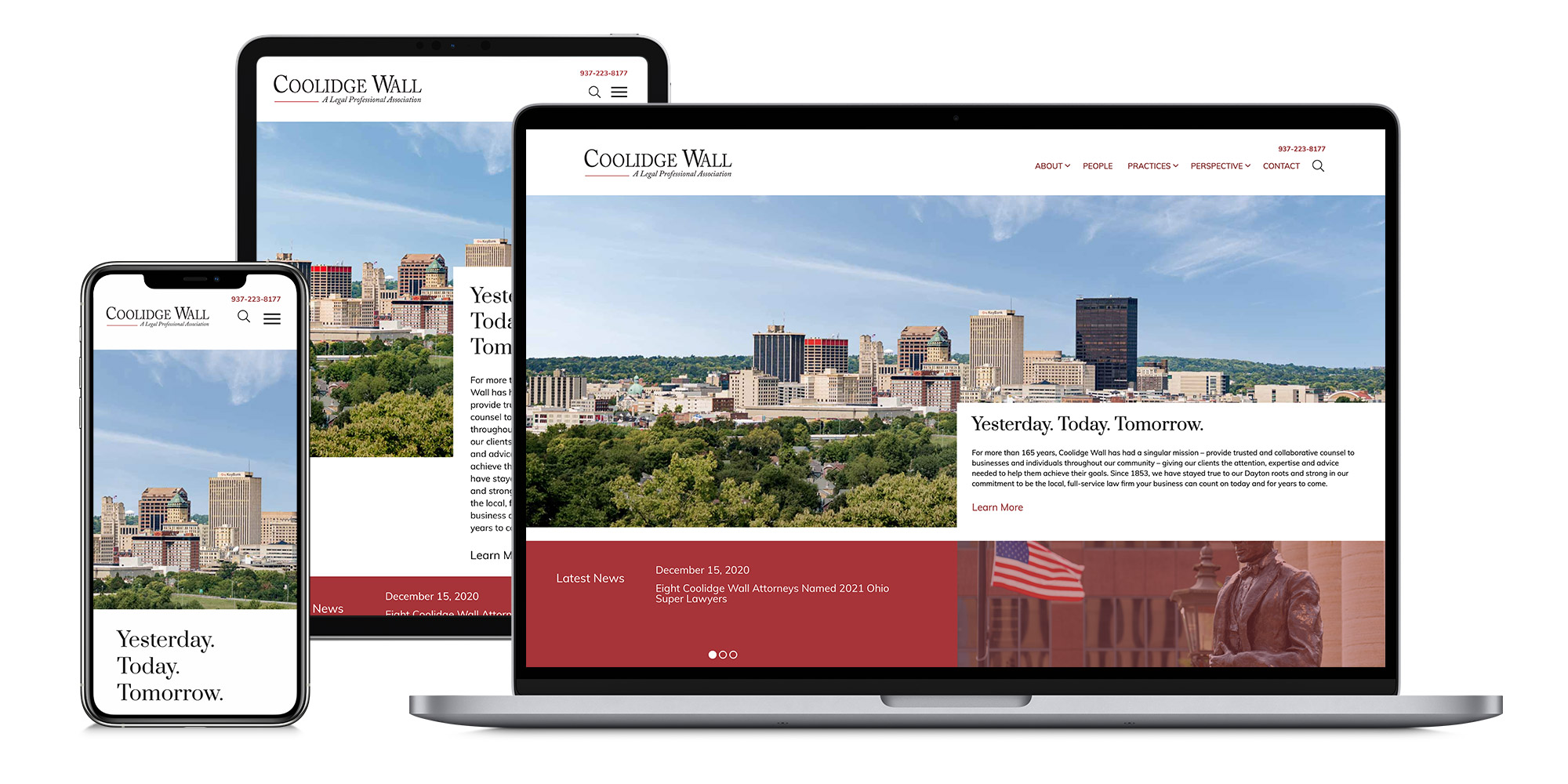 Coolidge Website on Mobile, Tablet, and Desktop