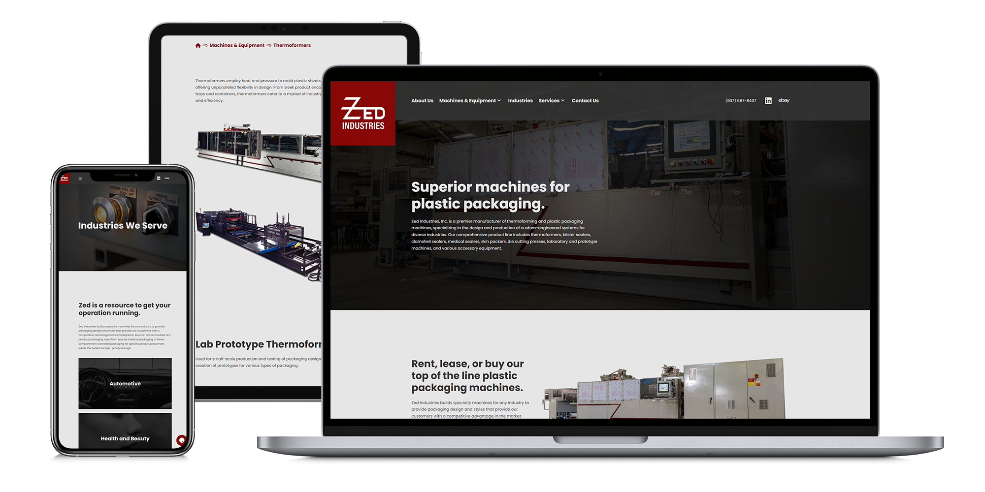 Zed Industries Website on Mobile, Tablet, and Desktop